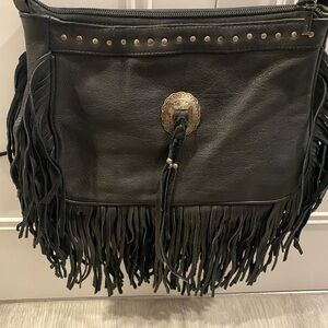 Black Leather Fringe Bag (brand new)